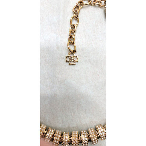 Ann Taylor Rhinestone Peal Circles Chunky Scales Choker Adjustable Necklace 12" - Picture 3 of 5
